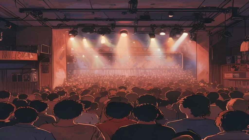 ライブハウスで盛り上がる小規模な観客